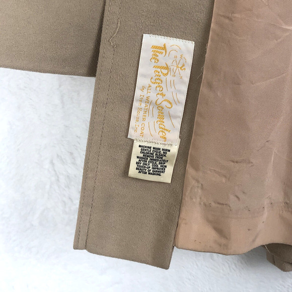 VTG All-Weather Coat Women's M Tan Grommet Clip Fasteners Pockets Puget Sounder - Picture 5 of 13
